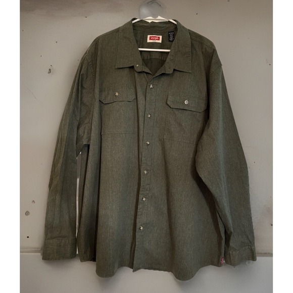 Wrangler Other - Wrangler Men's L/S Shirt Green Size 3XL Western Work Stretch NEW WOT